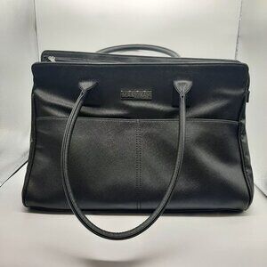 Mary Kay Black Faux Leather Tote Bag Floral Interior